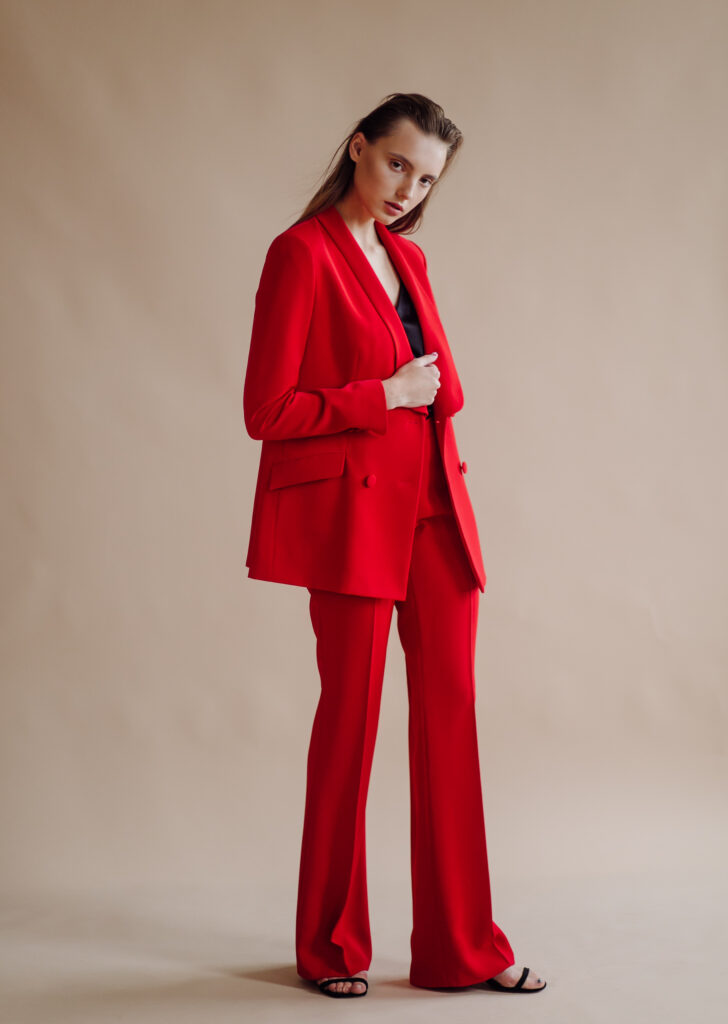 Designer-inspired blazer and tailored pants outfit for glamour